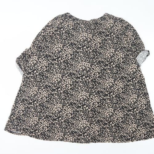 Yours Women Black Animal Print Blouse Size 22 V-Neck