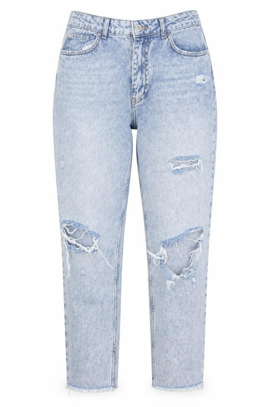 Front view of New Look Women's Blue Mom Jeans, size 12