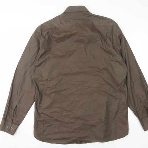Marks and Spencer Men's Brown Long Sleeve Shirt 42
