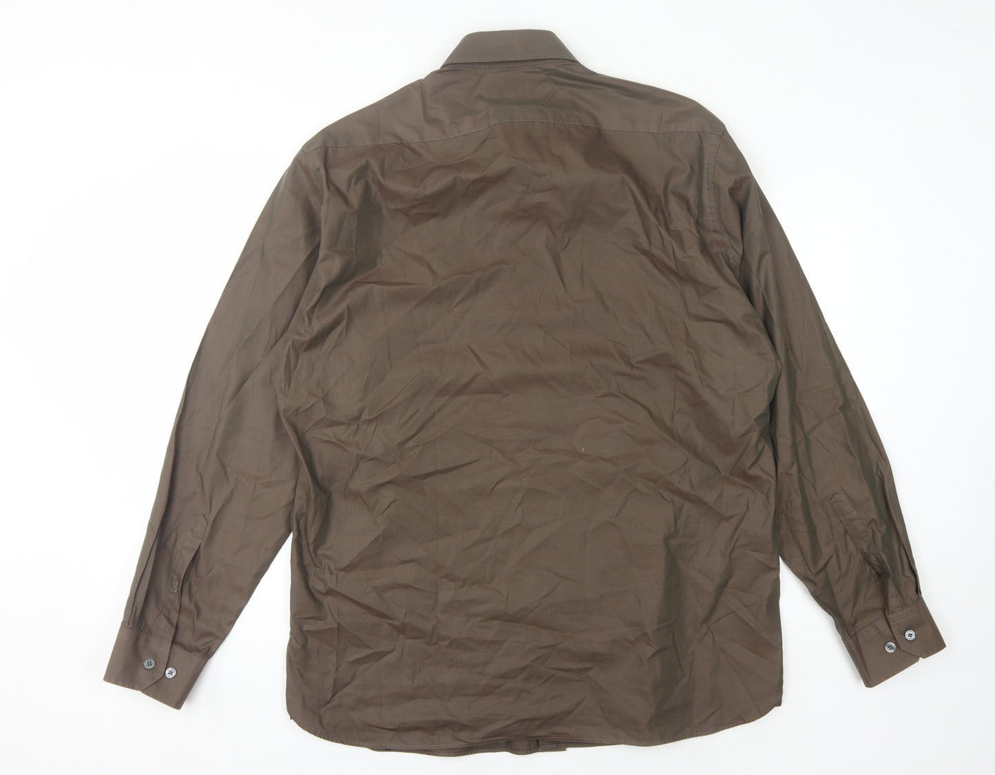 Marks and Spencer Men's Brown Long Sleeve Shirt 42