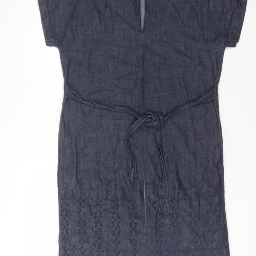 Next Women's Blue Short Sleeve Denim Dress Size 6