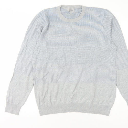 Marks and Spencer Men's Grey L Cotton Pullover Jumper