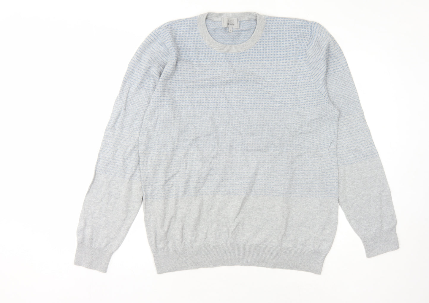 Marks and Spencer Men's Grey L Cotton Pullover Jumper
