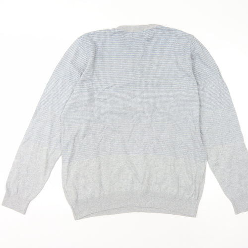 Marks and Spencer Men's Grey L Cotton Pullover Jumper