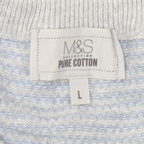 Marks and Spencer Men's Grey L Cotton Pullover Jumper