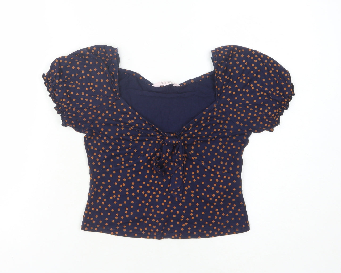Miss Selfridge Teens Blue Polka Dot Cropped Blouse UK 6