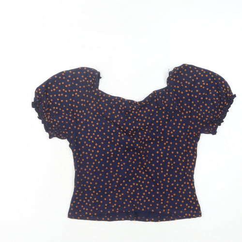 Miss Selfridge Teens Blue Polka Dot Cropped Blouse UK 6