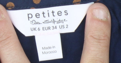 Miss Selfridge Teens Blue Polka Dot Cropped Blouse UK 6
