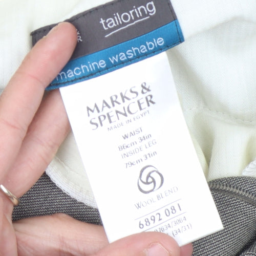 Marks and Spencer Men's Grey Dress Pants L 34in