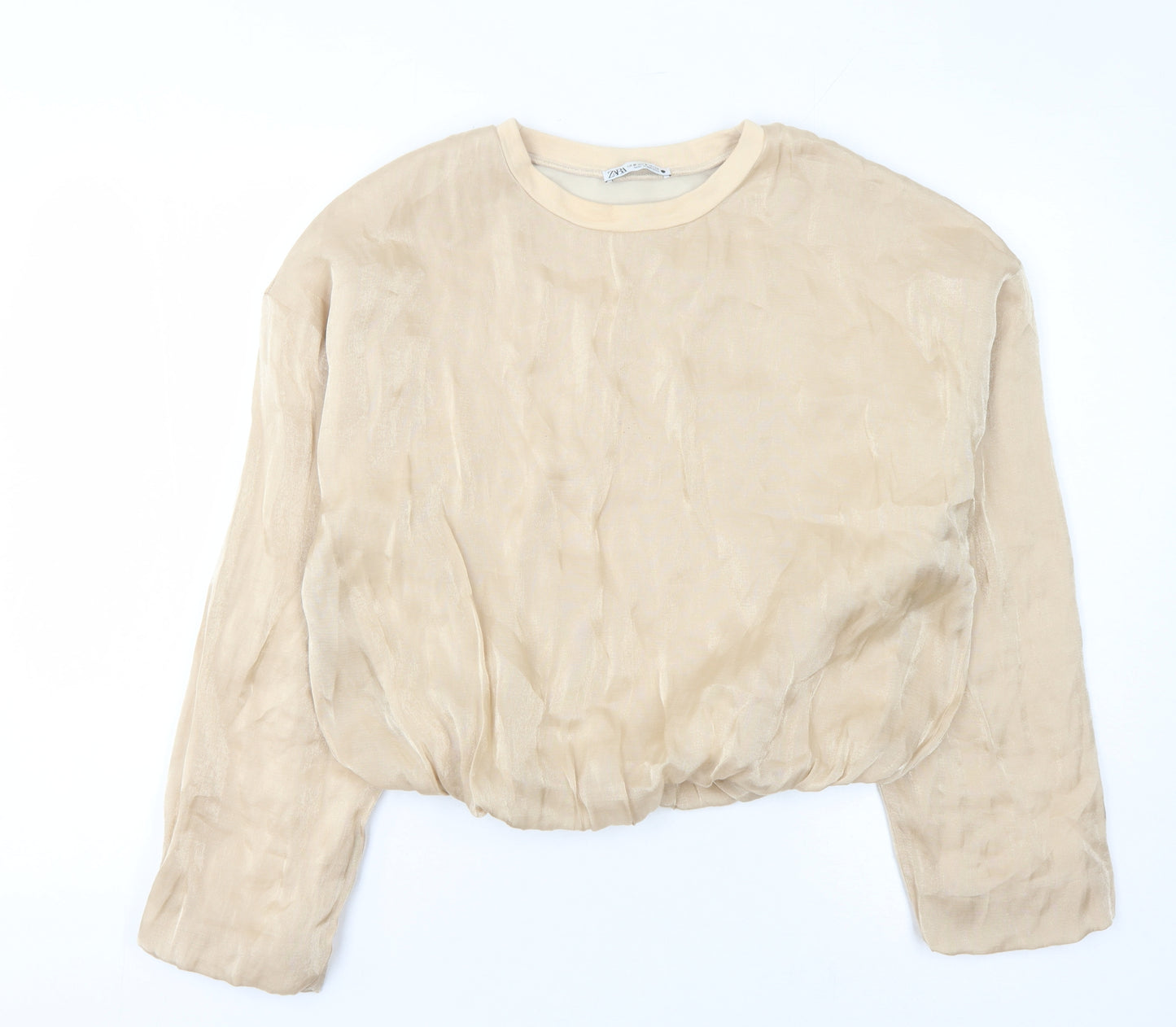 Zara Women's Beige Crew Neck Sweatshirt Size 12