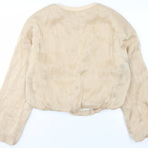 Zara Women's Beige Crew Neck Sweatshirt Size 12