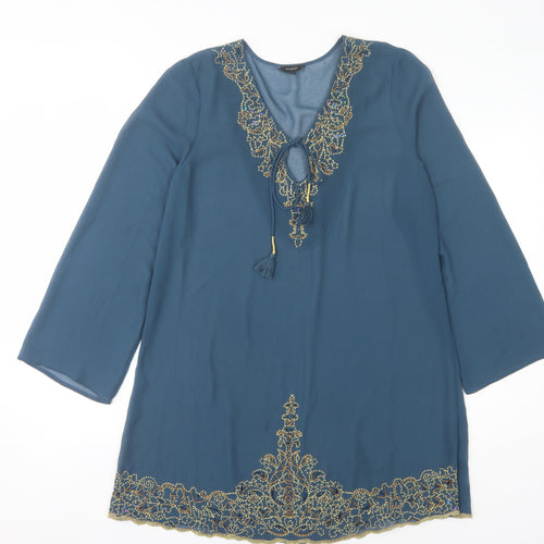 Autograph Women's Blue Long Sleeve Dress M