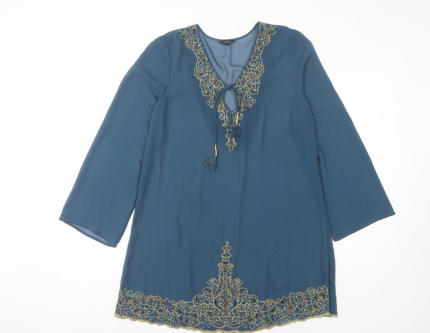 Autograph Women's Blue Long Sleeve Dress M