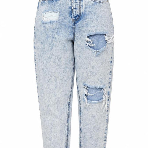 PrettyLittleThing Women's Blue Acid Wash Mom Jeans, Size 6