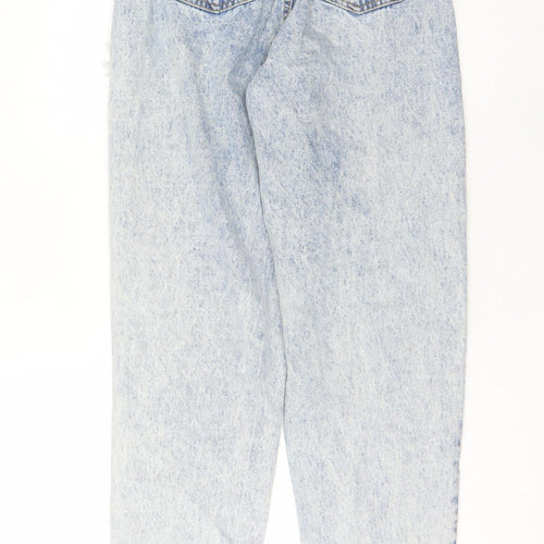 PrettyLittleThing Women's Blue Acid Wash Mom Jeans, Size 6