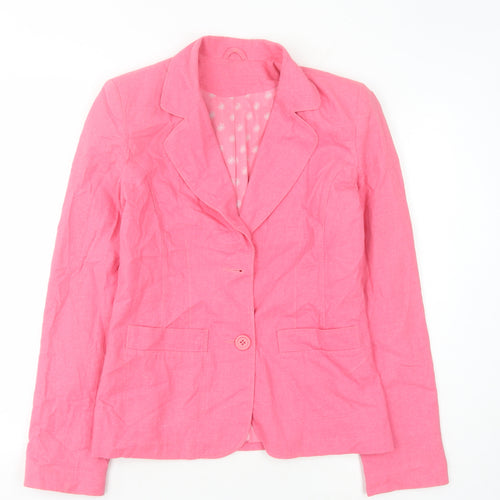 Topshop Women's Pink Blazer UK Size 10, Linen Blend