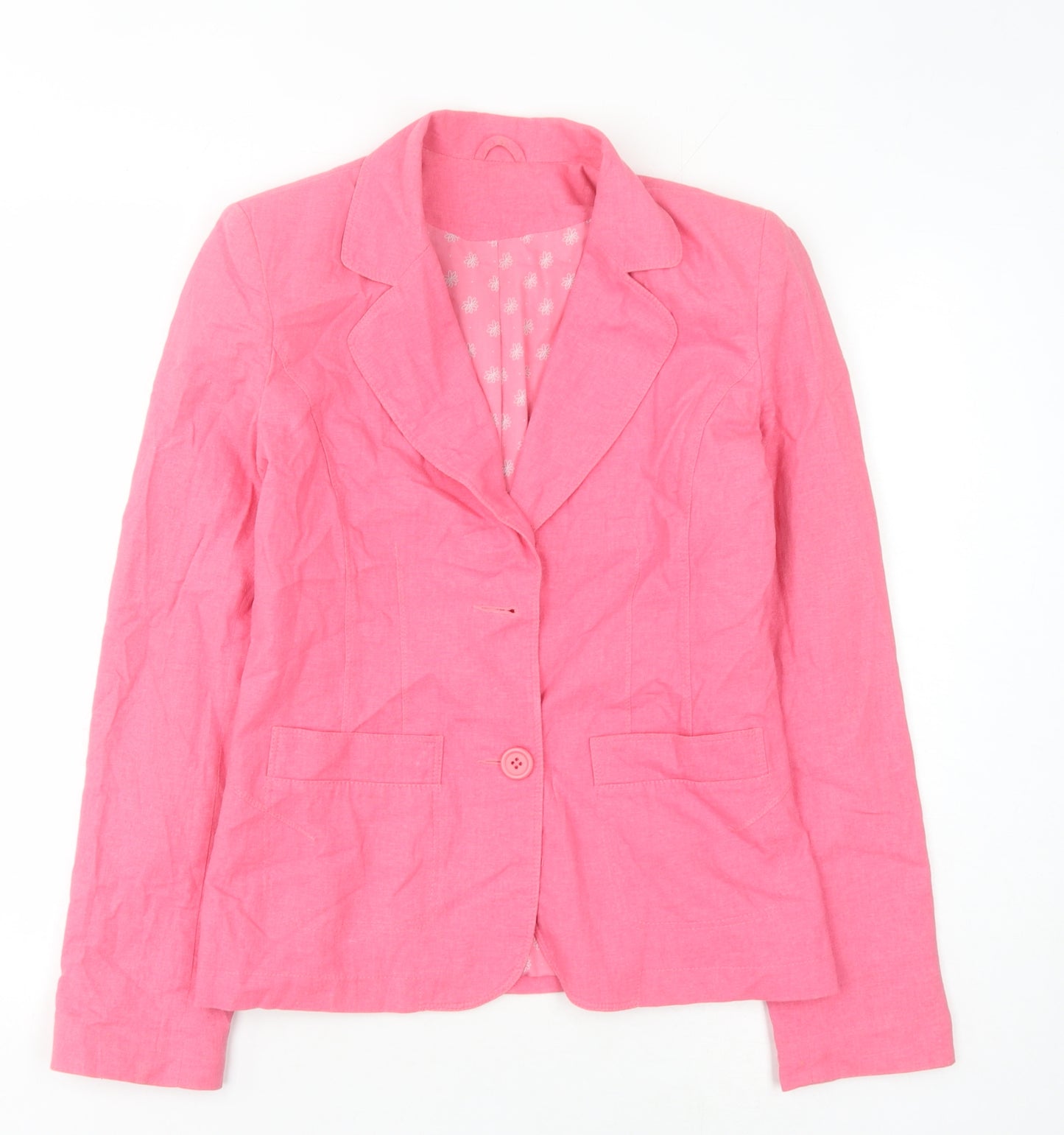 Topshop Women's Pink Blazer UK Size 10, Linen Blend