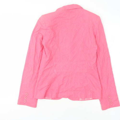 Topshop Women's Pink Blazer UK Size 10, Linen Blend