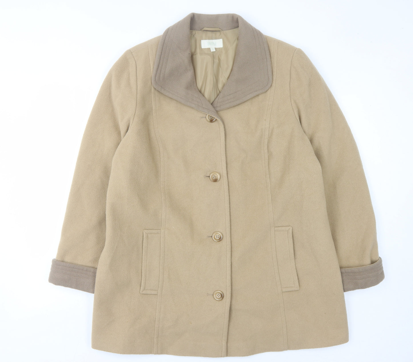 Marks and Spencer Women's Beige Wool Coat Size 18