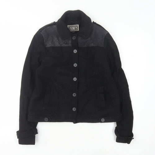 NW3 Women's Black Jacket Size 12 Wool Quilted