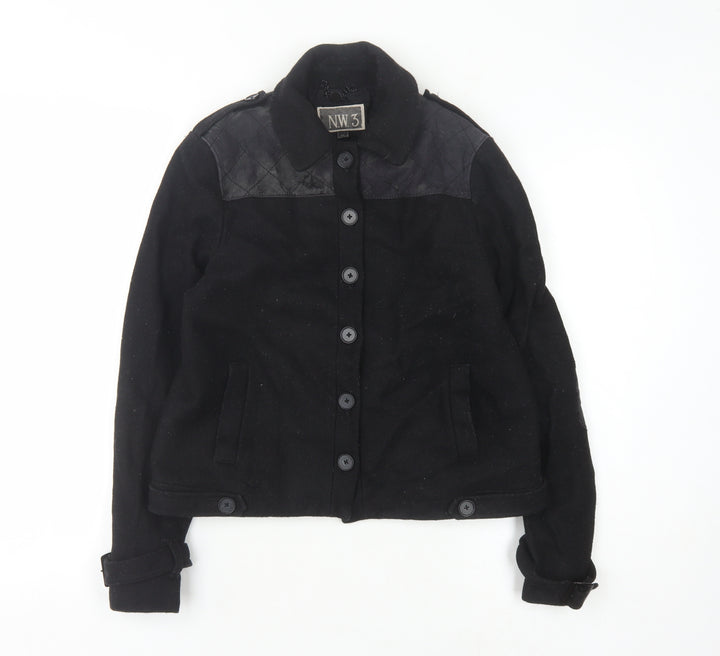 NW3 Women's Black Jacket Size 12 Wool Quilted
