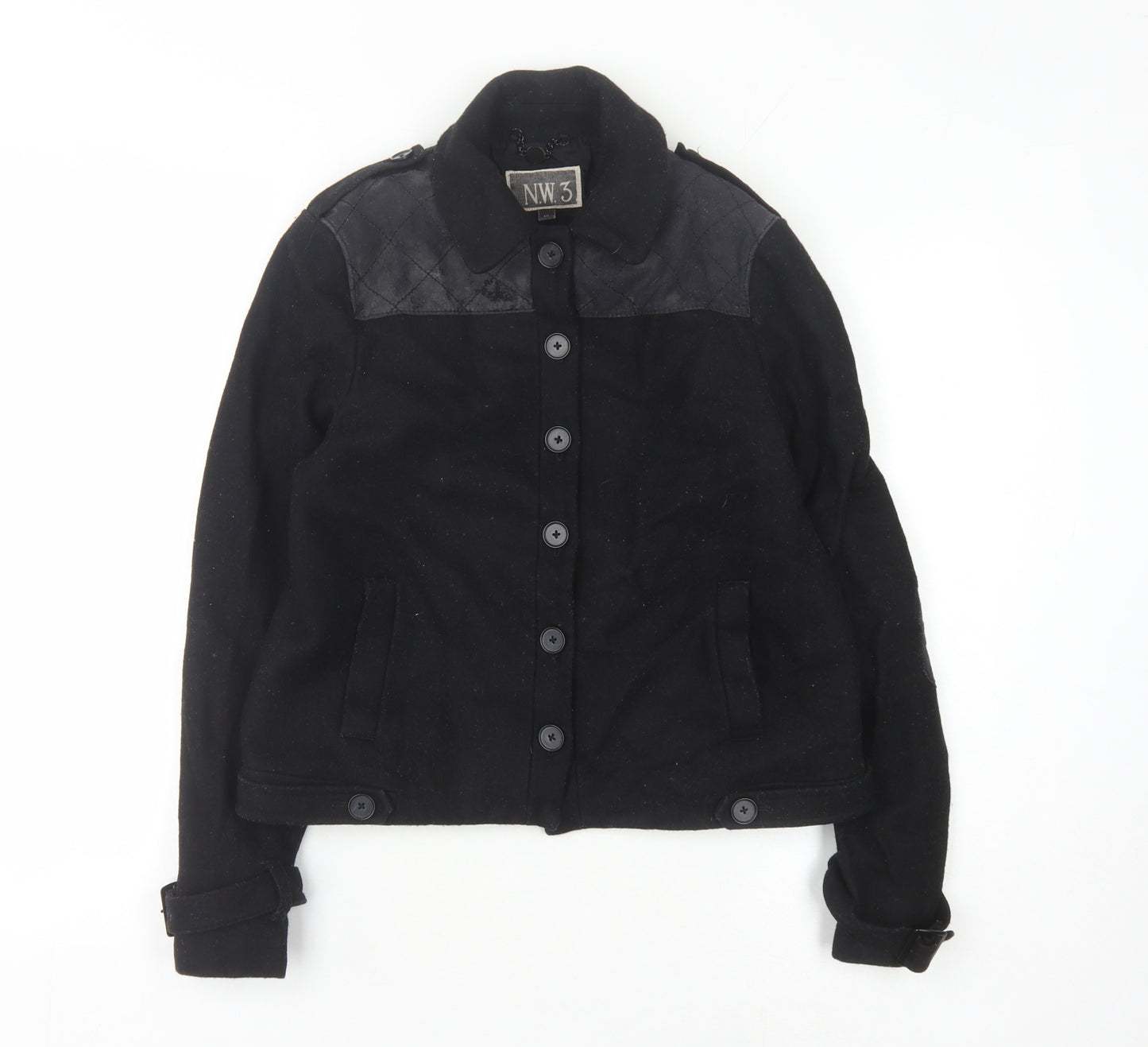 NW3 Women's Black Jacket Size 12 Wool Quilted