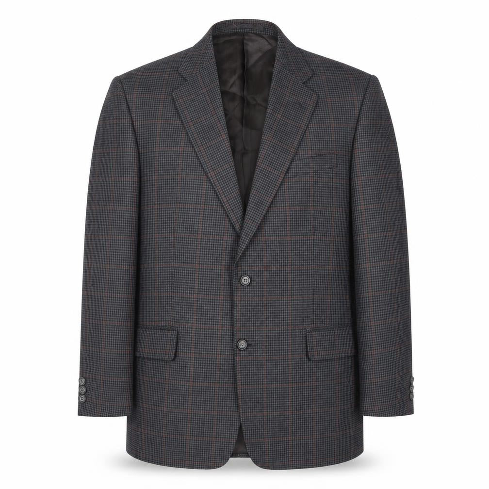 Charlton Gray Men's Grey Check Blazer 42L Long Jacket