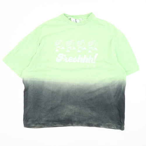 Collusion Men's Green L T-Shirt with Logo Accent