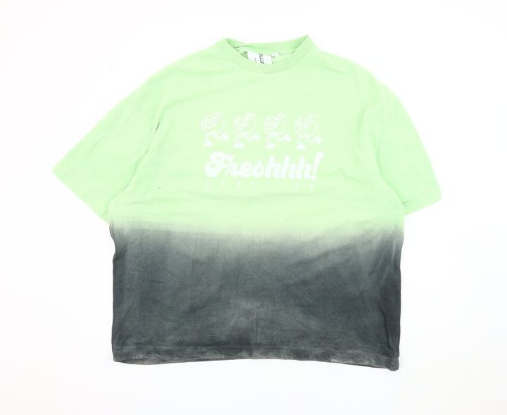 Collusion Men's Green L T-Shirt with Logo Accent