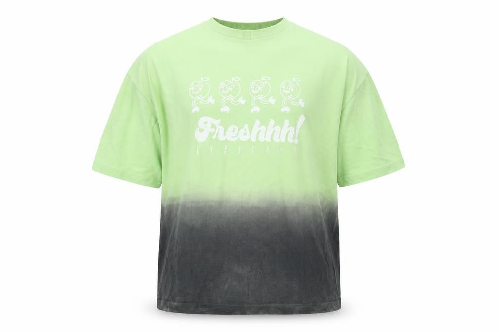 Front view of Collusion Men's Green L T-Shirt with Logo Accent
