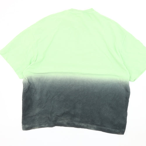 Collusion Men's Green L T-Shirt with Logo Accent