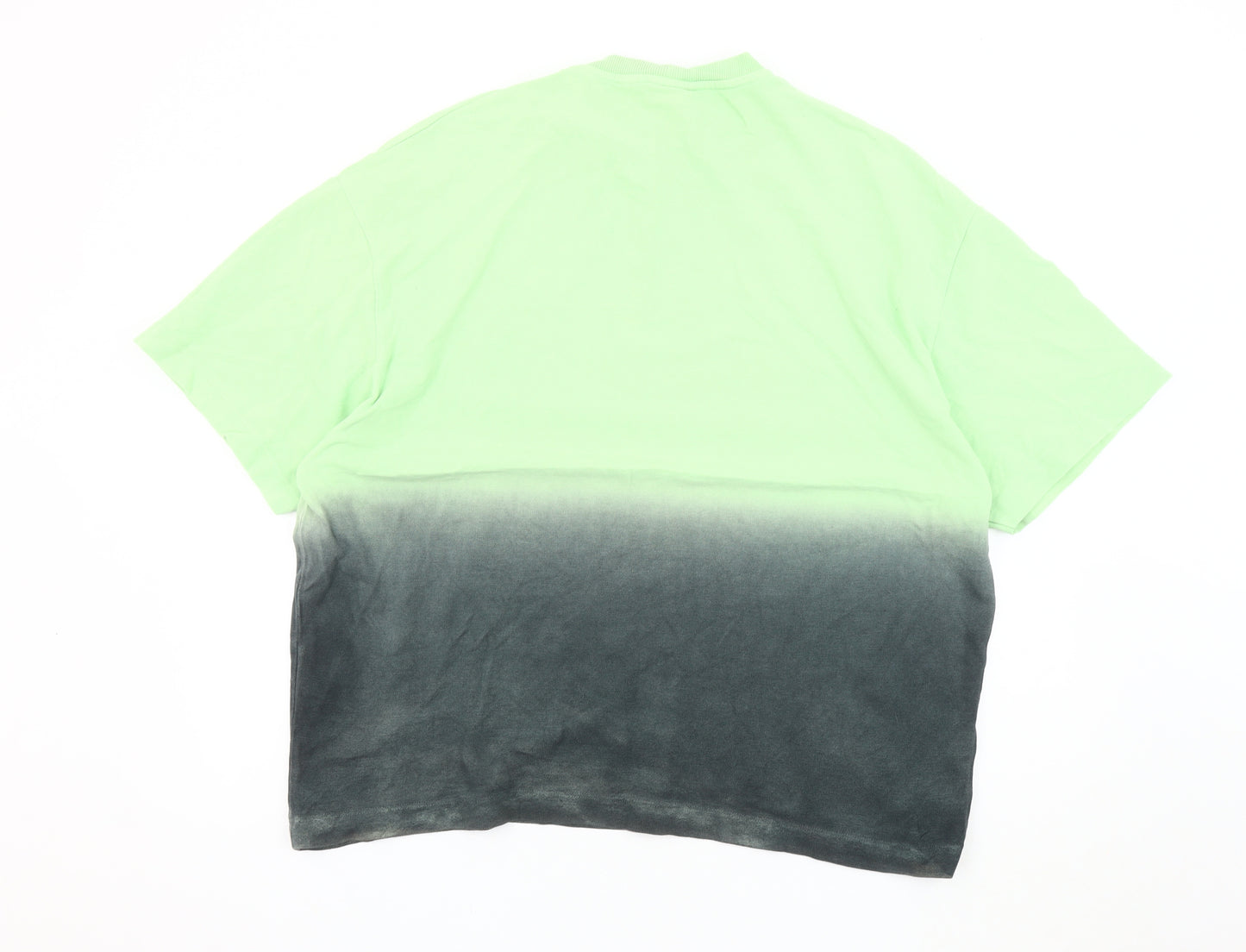 Collusion Men's Green L T-Shirt with Logo Accent