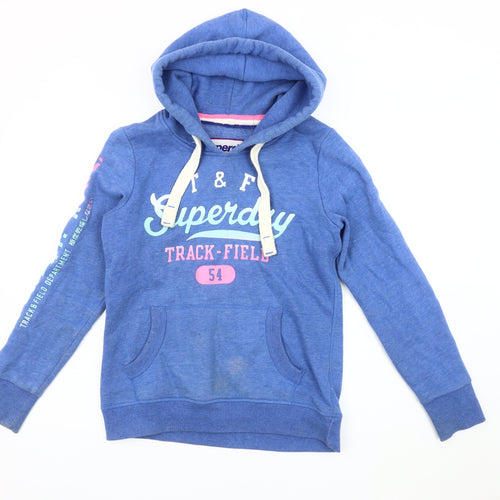 Superdry Women's Blue Pullover Hoodie, Size S, Casual Sport Style