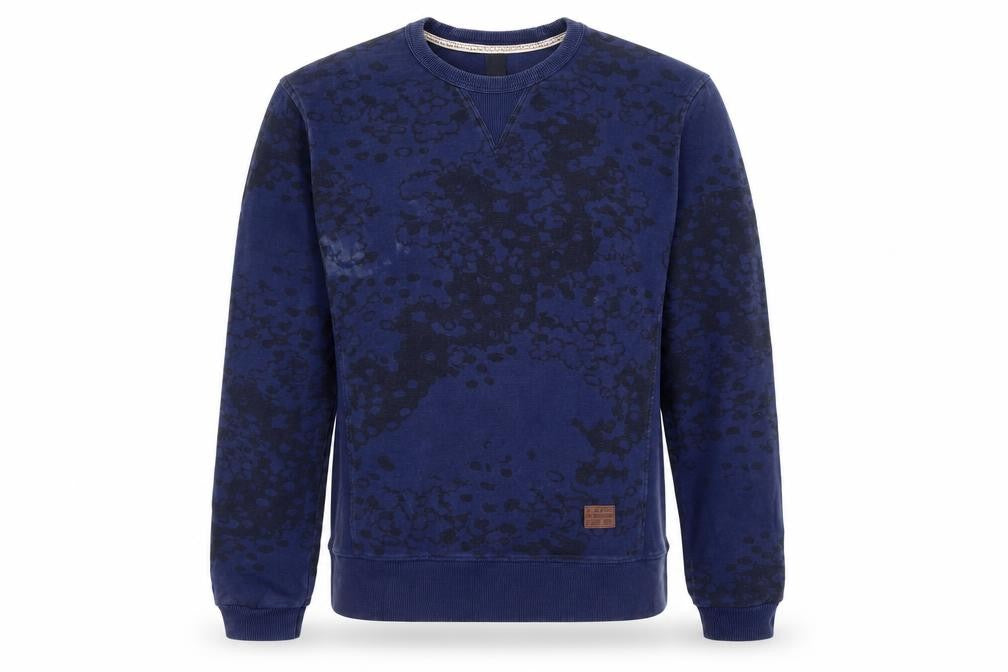 Front view of G-Star RAW Men's Blue Graphic Print Pullover Sweatshirt L