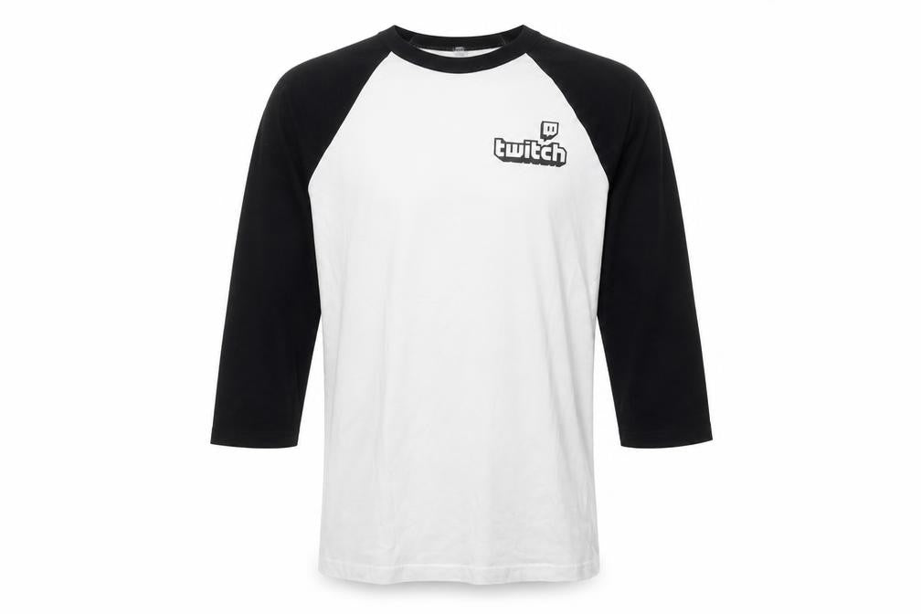 Front view of Bella+Canvas Men's Black and White Raglan T-Shirt M