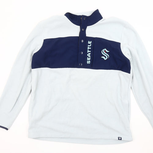 Fanatics Men's Blue XL Henley Sweatshirt with Logo