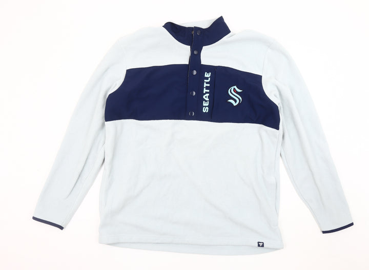Fanatics Men's Blue XL Henley Sweatshirt with Logo