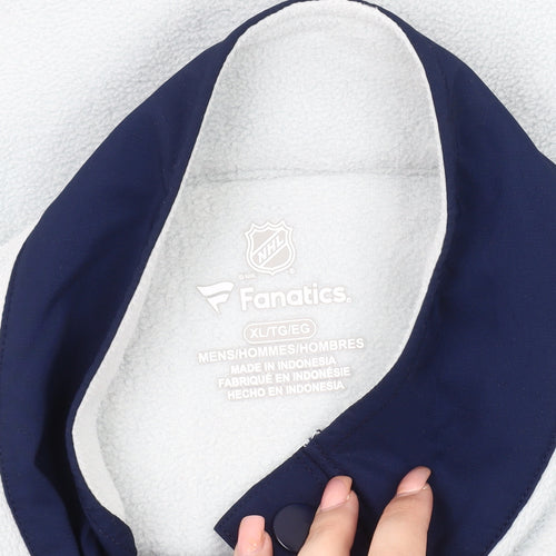 Fanatics Men's Blue XL Henley Sweatshirt with Logo