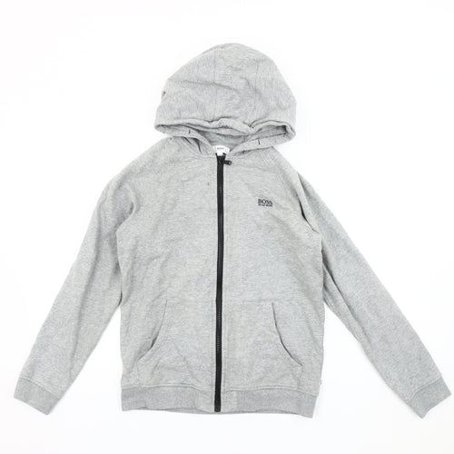 Hugo Boss Boys Grey Hooded Jacket XS - Casual Cotton Blend