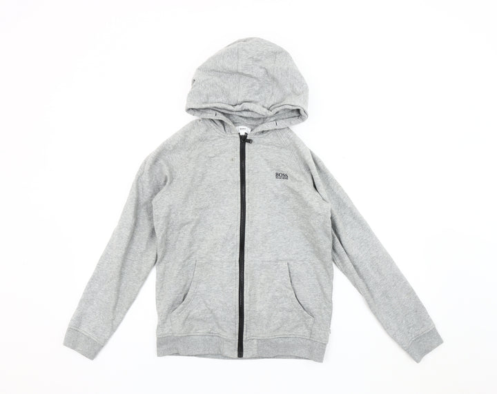 Hugo Boss Boys Grey Hooded Jacket XS - Casual Cotton Blend