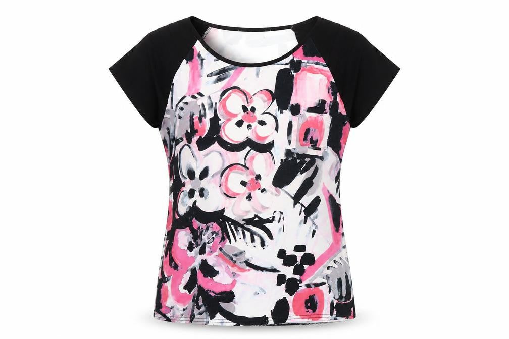 Front view of Bassini Women's Floral Top -, size 16, Multi-Colour