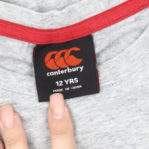 Canterbury Boys Grey T-Shirt 12 Years Rugby Graphic Print