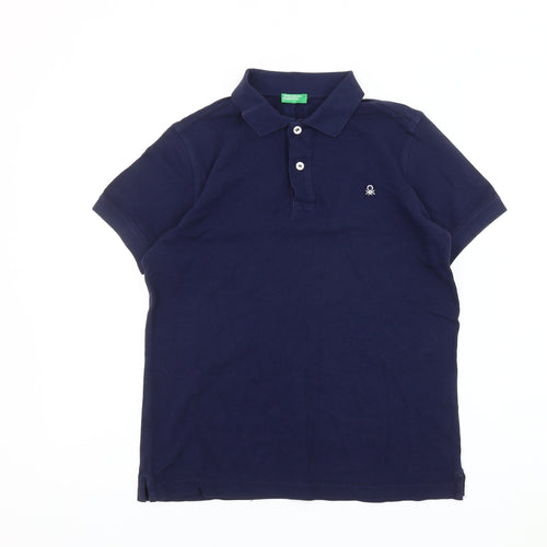 Benetton Boys Blue Polo Shirt 2XL Casual Basic