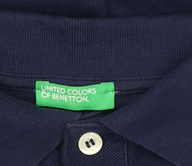 Benetton Boys Blue Polo Shirt 2XL Casual Basic