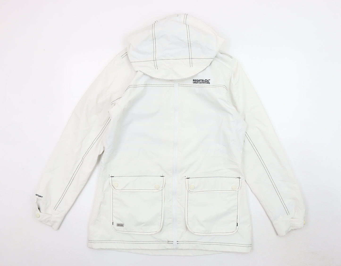 Regatta Women's White Waterproof Hooded Rain Coat Size 14