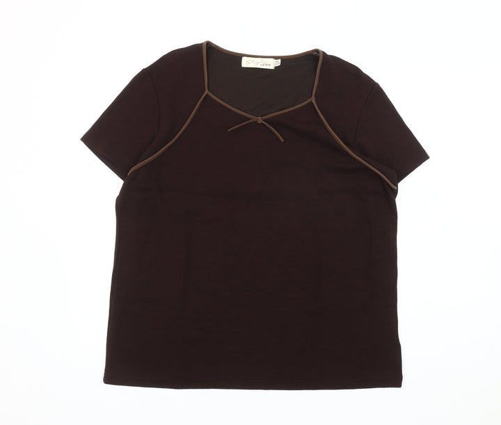 Style by EWM Women's Brown Plus T-Shirt, Size 22/24