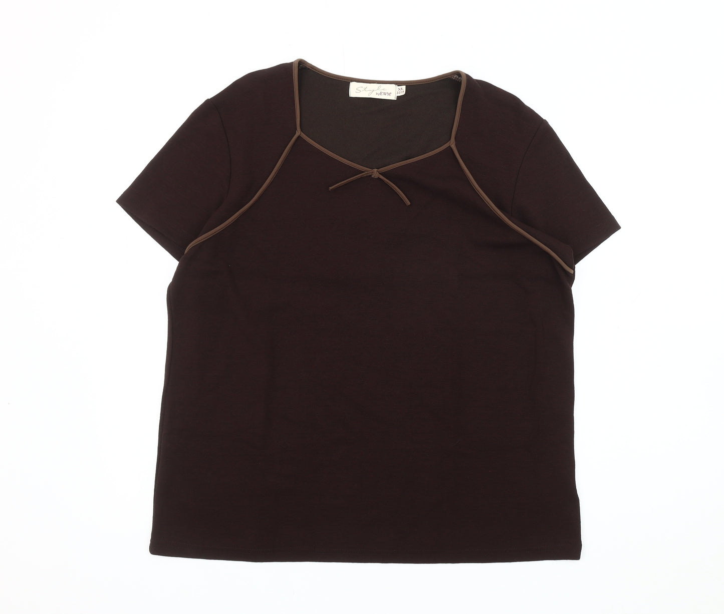 Style by EWM Women's Brown Plus T-Shirt, Size 22/24