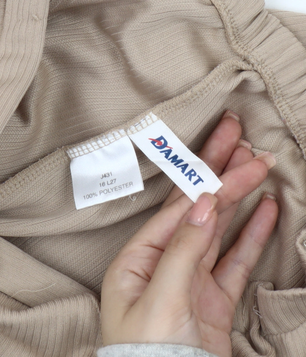 Damart Women’s Beige Elastic Waist Trousers Size 16