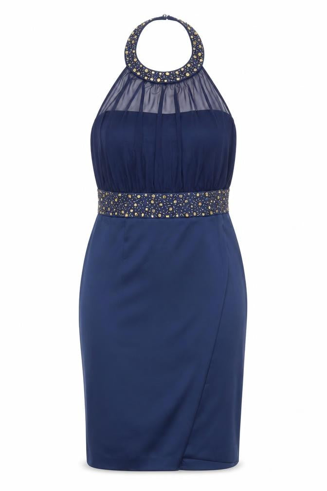 Front view of Teatro Women's Blue Bodycon Dress, size 16