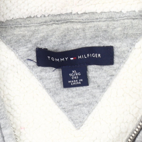 Tommy Hilfiger Teens Grey Logo Hooded Jacket XL